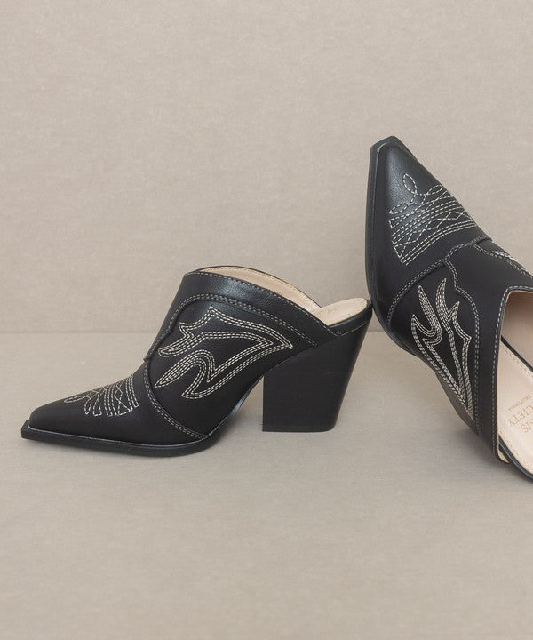 Chiavo - Western Inspired Heeled Mule For Women - Ashour Shoes