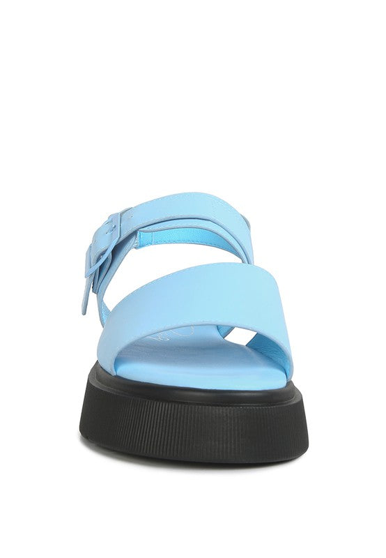 GLADEN - Pin Buckle Platform Wedge Sandals For Women