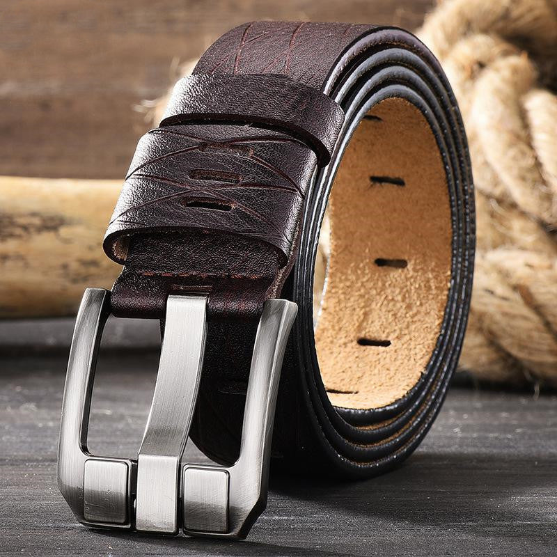 Versatile double leather belt for men