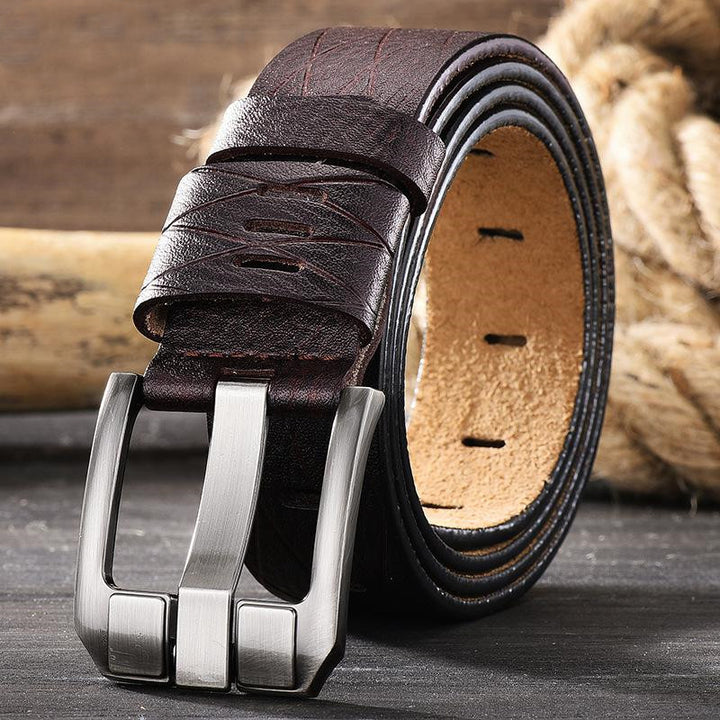 Versatile double leather belt for men