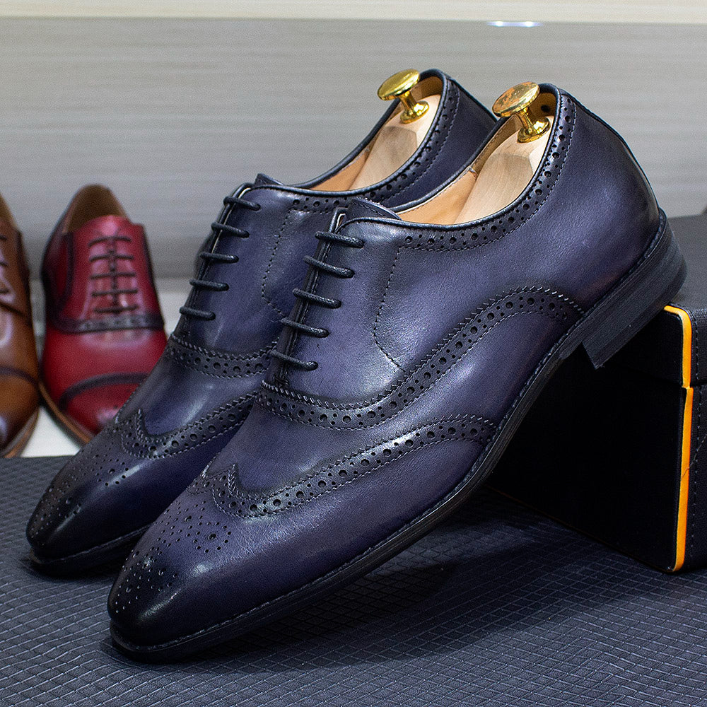 The Autentico - Classic Handmade Wingtip Oxford Leather Dress Shoes