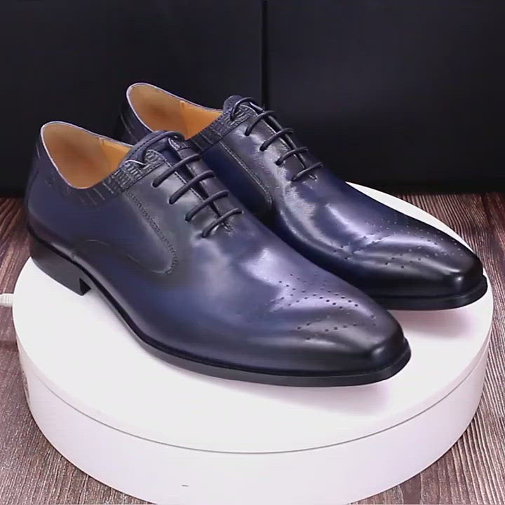 Ashour's Venom Oxfords - Men's Leather Dress Shoes (Blue or Black)