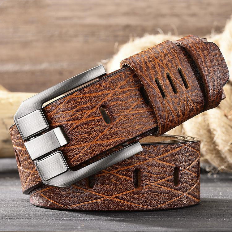 Versatile double leather belt for men