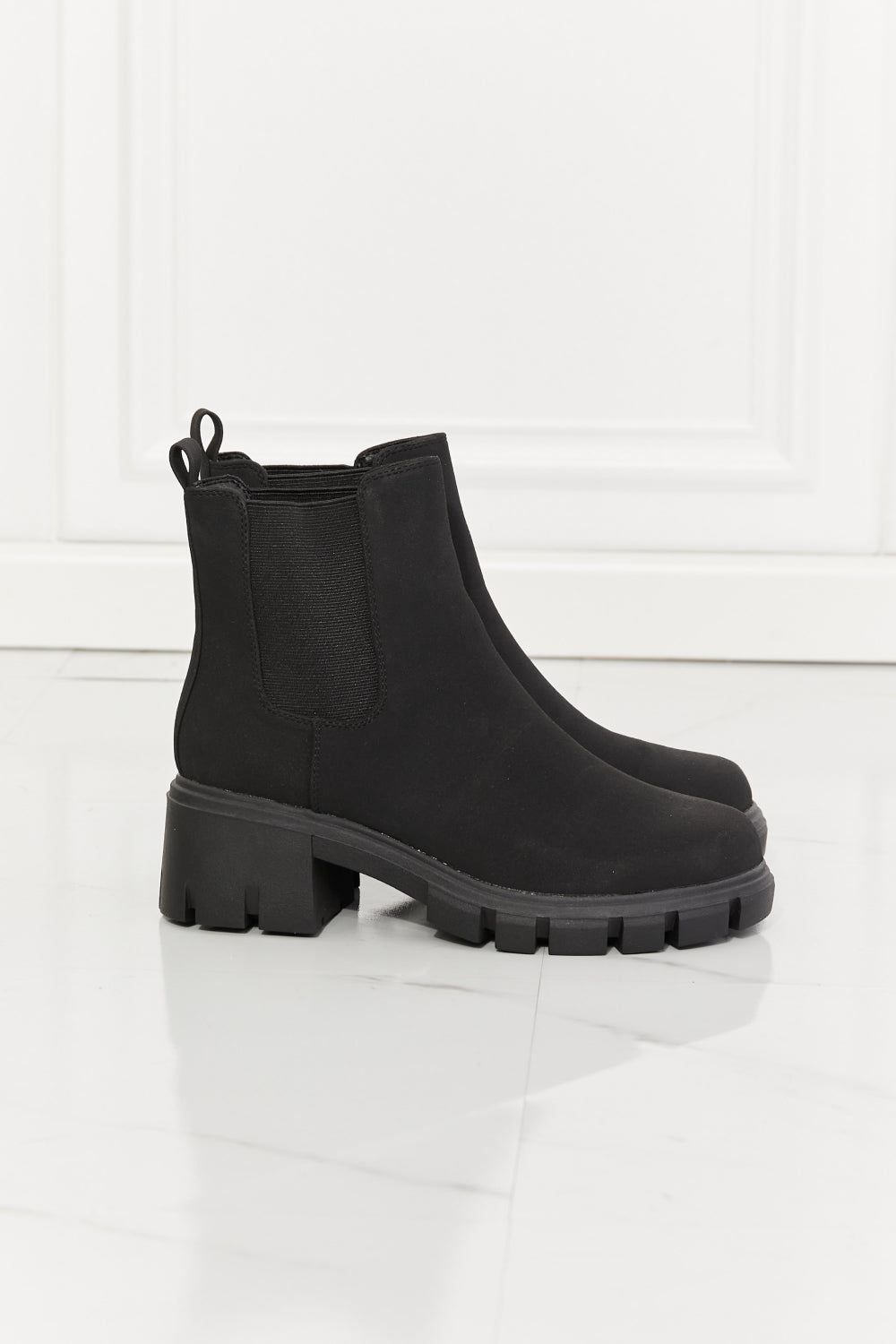 Work For It - Matte Lug Sole Chelsea Boots in Black