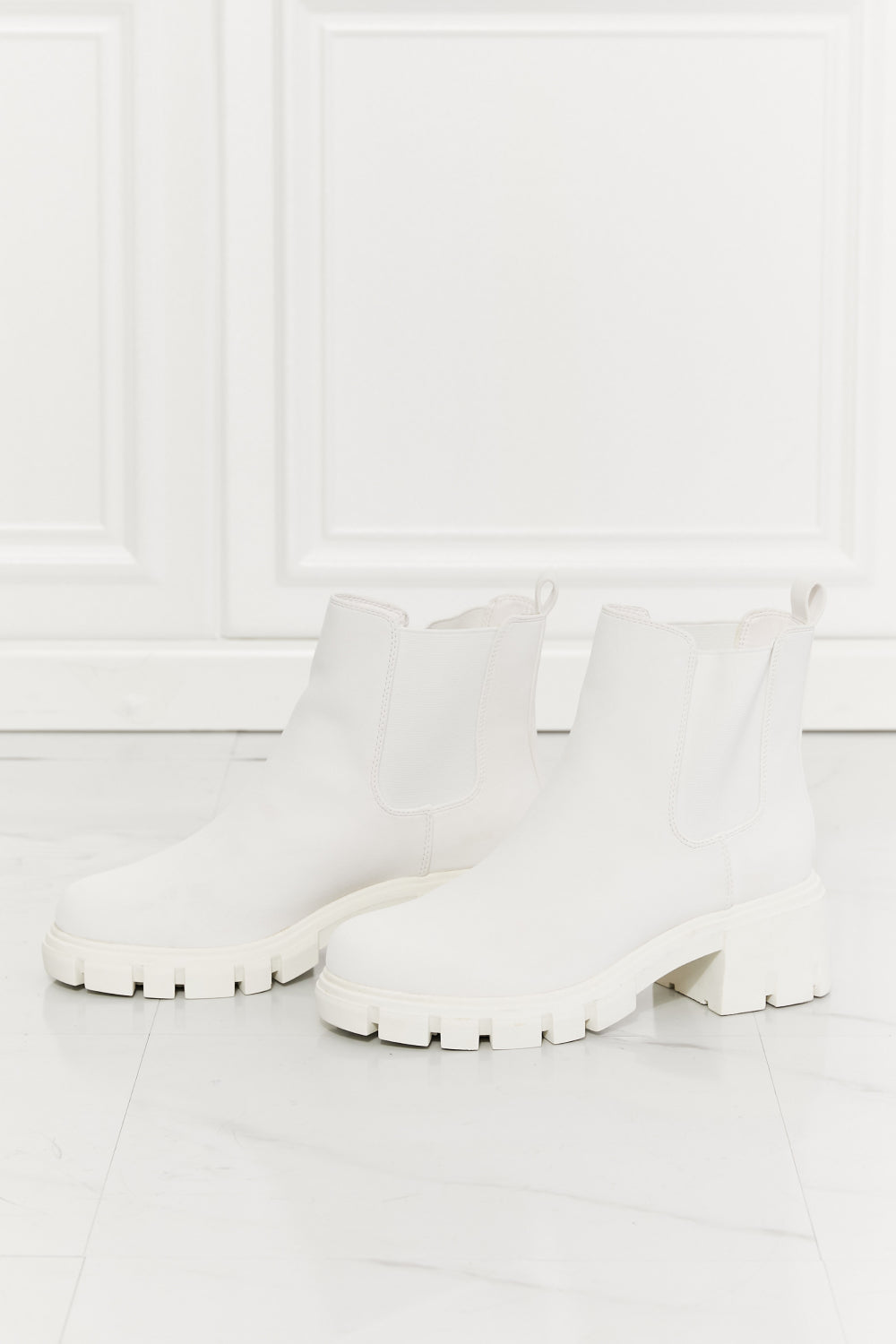 Work For It - Matte Lug Sole Chelsea Boots in White