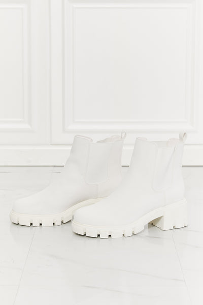 Work For It - Matte Lug Sole Chelsea Boots in White