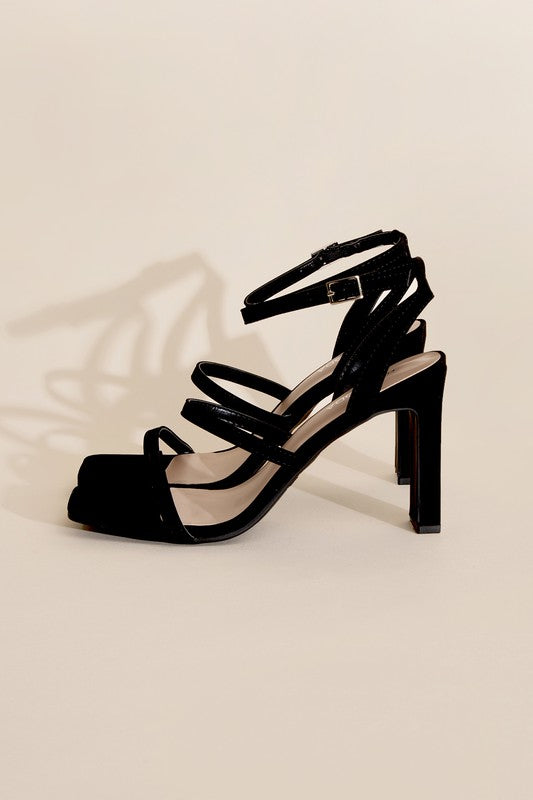 DEVIN - ANKLE STRAP Elegant Heel Black Sandals For Women