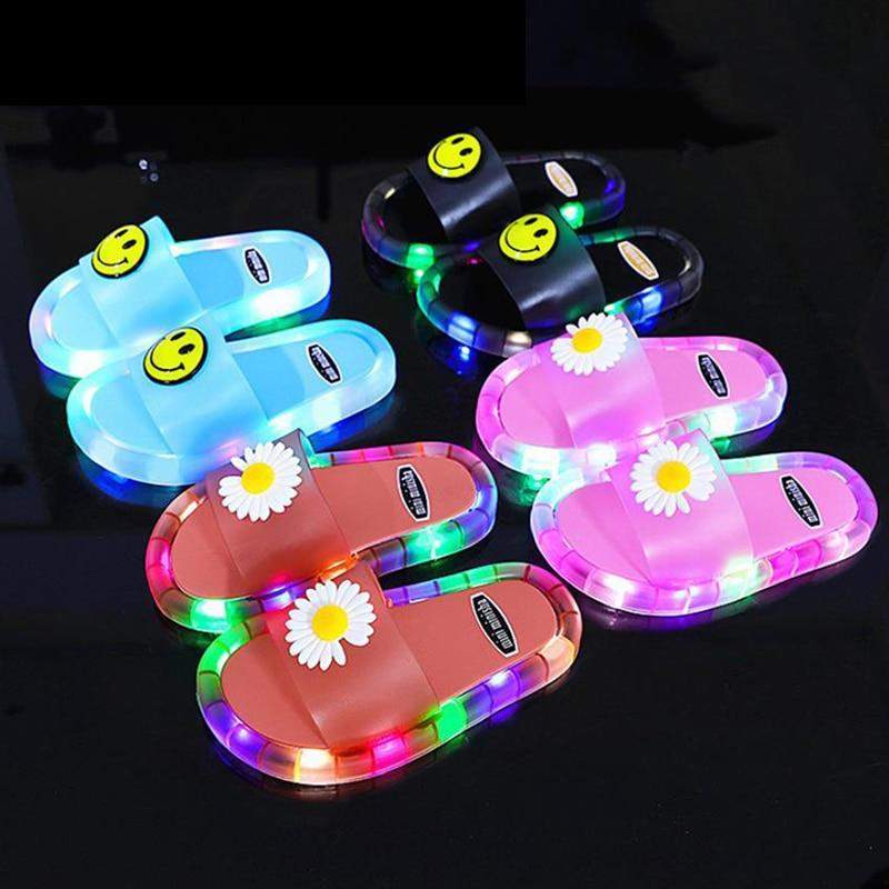 Light Up Slippers Children LED Kids Slippers Baby Bathroom Sandals Kids Shoes for Girl Boys Flip Flops Toddler - Ashour Shoes