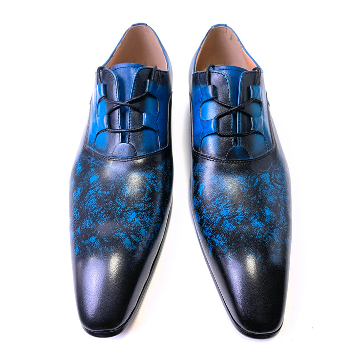 Blue Lace Up Oxford Dress Shoes - Hand-Polished Leather