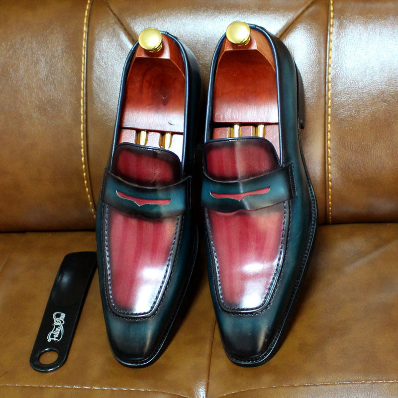 il Diavolo - Handmade Red Leather Loafers Shoes for Men