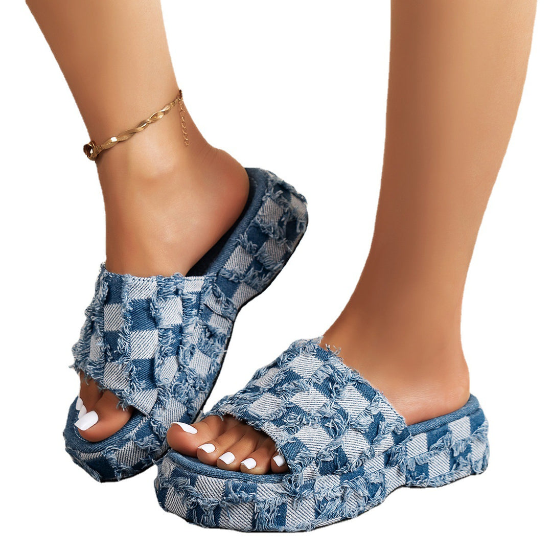 The Slopra - Women's Fashion Denim Slippers/mules - Ashour Shoes