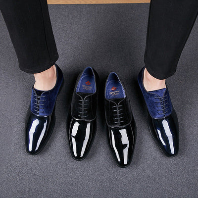 Deep Blue - Men's Formal Business Leather Dress Shoes (Twin Tone Blue & Black)