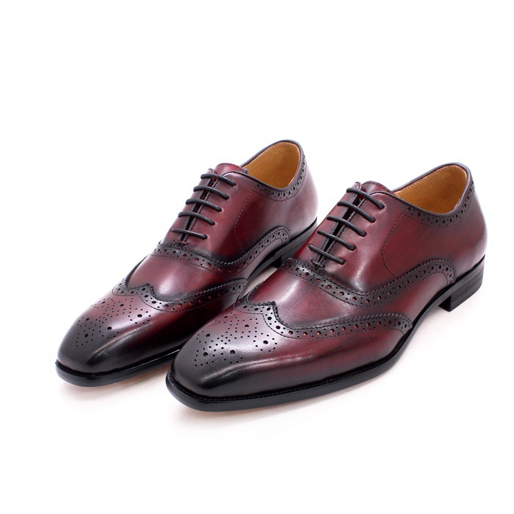 Autentico - Men's Classic Wingtip Oxford Leather Dress Shoes. Handmade - Ashour Shoes