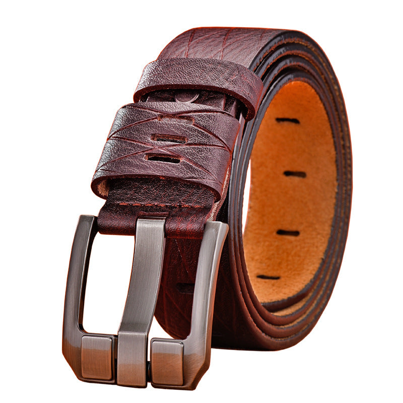 Versatile double leather belt for men