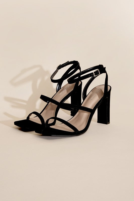 DEVIN - ANKLE STRAP Elegant Heel Black Sandals For Women - Ashour Shoes