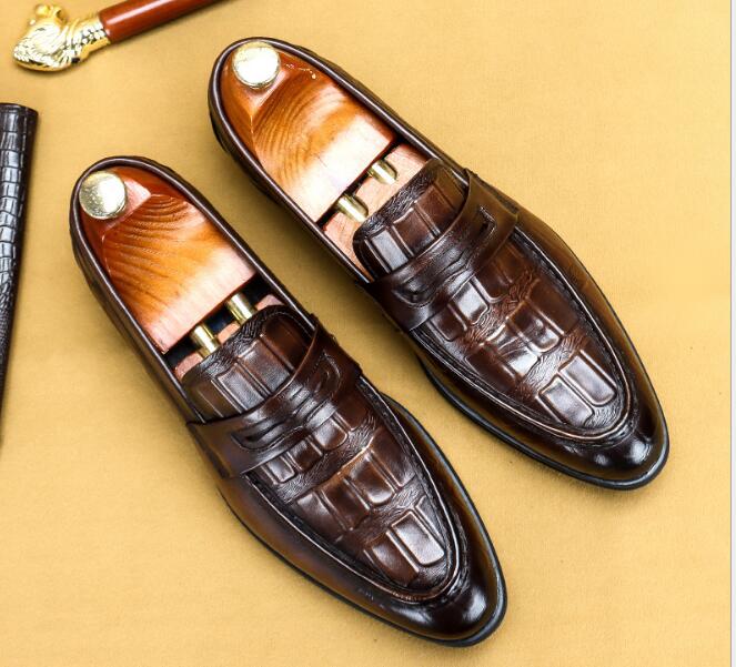 The Milanino 3 - Men's Elegant Dress Shoes Loafers (Crocodile pattern) - Ashour Shoes