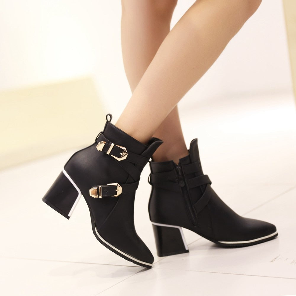 The Magg - High Heel Leather Ankle Boots For Women - Ashour Shoes