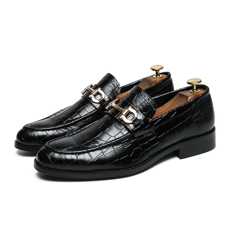 Tamer - Men's Italian Style Alligator print Leather Loafers with horsebit decoration - Ashour Shoes