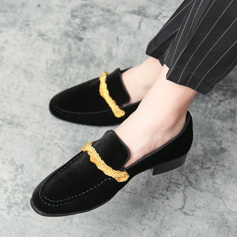 The WEH - Ribbon Decorated Suede Leather Loafers For Men