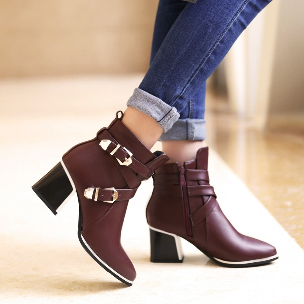 The Magg - High Heel Leather Ankle Boots For Women