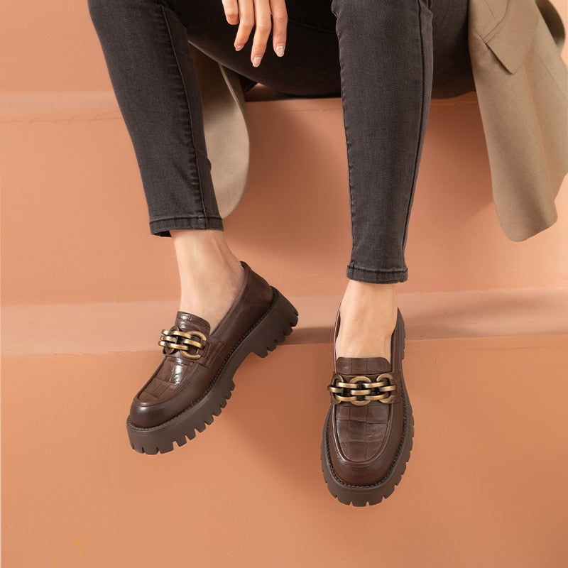 il Grosso - Chunky Genuine Leather Loafers for Women - Ashour Shoes