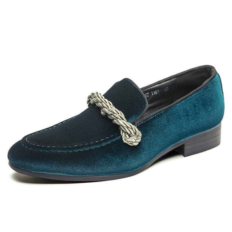 The WEH - Ribbon Decorated Suede Leather Loafers For Men