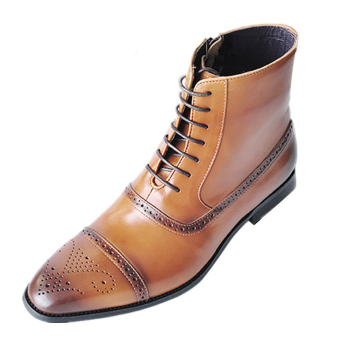 il Capo - Classic Zipper Leather Boots For Men