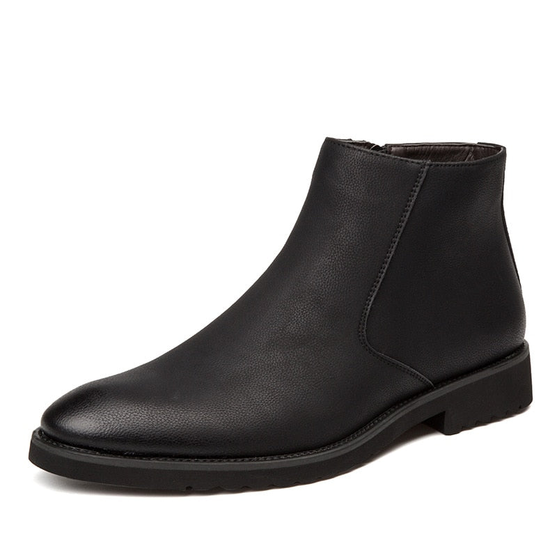 2022 The Chiaro3 - Ankle Leather Boots for Men with a Zipper - Ashour Shoes