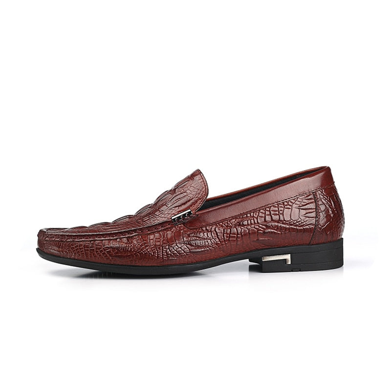 The Emperor - Leather Alligator Print Loafers For Men - Ashour Shoes