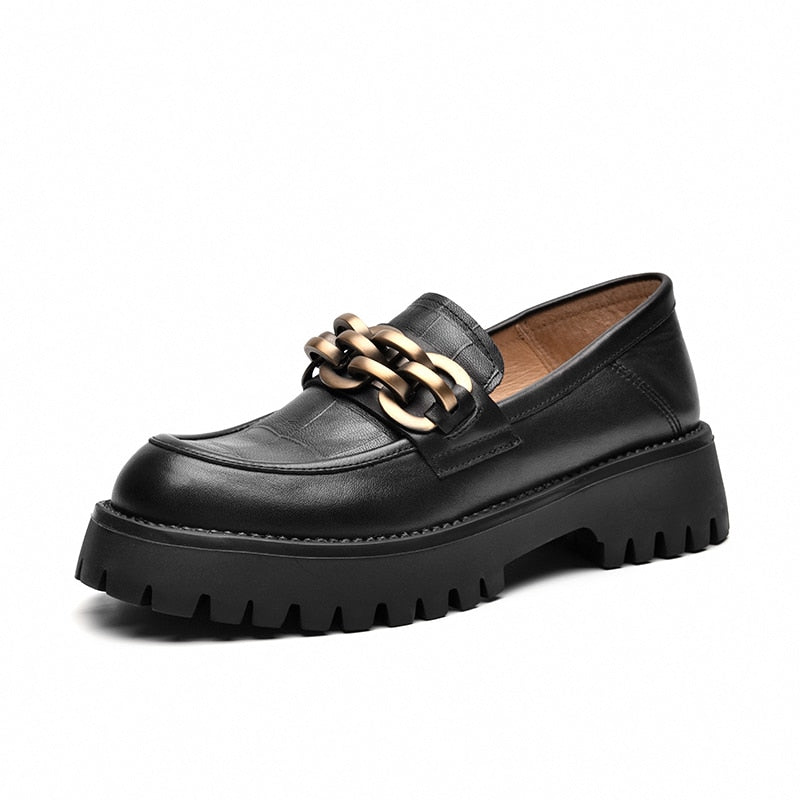 il Grosso - Chunky Genuine Leather Loafers for Women