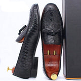 il Lussone 2 - Luxury Crocodile Print Leather Tassel Loafers For Men - Ashour Shoes