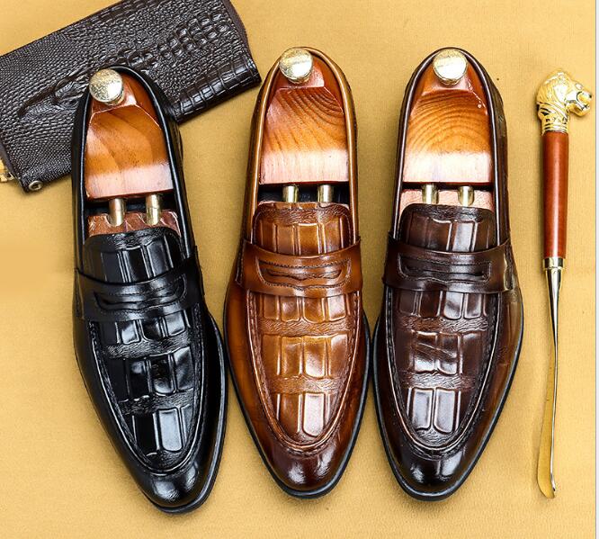The Milanino 3 - Men's Elegant Dress Shoes Loafers (Crocodile pattern)
