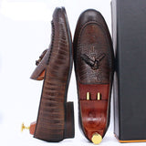 il Lussone 2 - Luxury Crocodile Print Leather Tassel Loafers For Men - Ashour Shoes