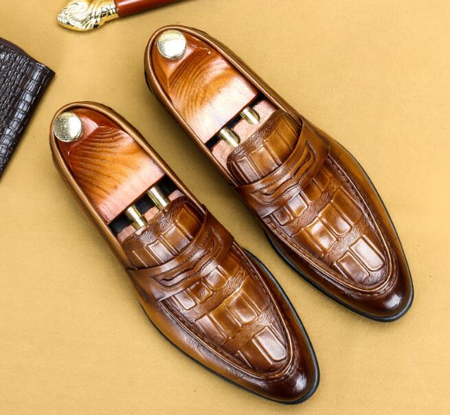 The Milanino 3 - Men's Elegant Dress Shoes Loafers (Crocodile pattern)