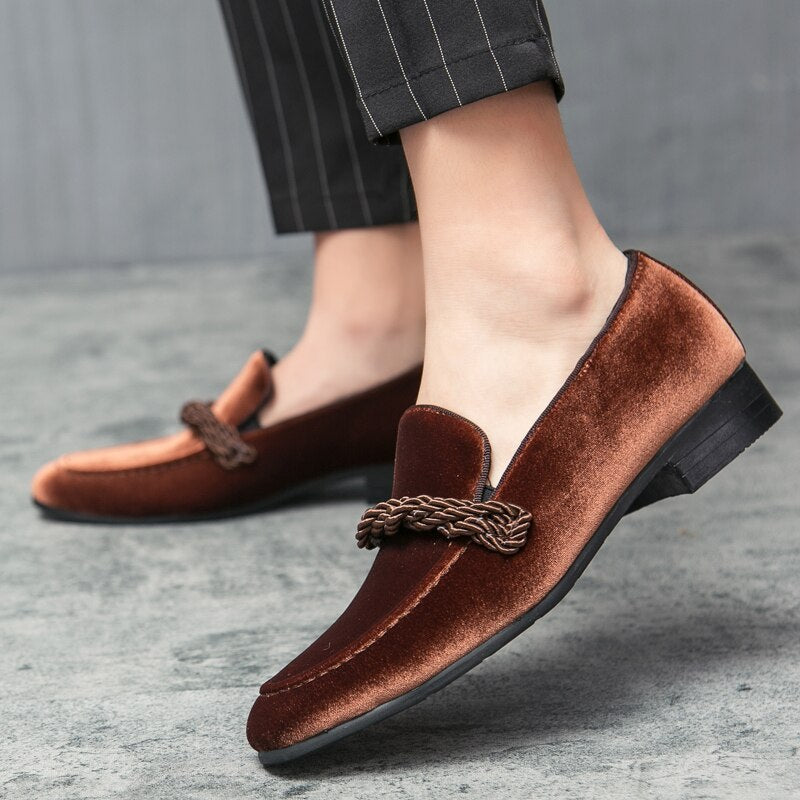 The WEH - Ribbon Decorated Suede Leather Loafers For Men - Ashour Shoes