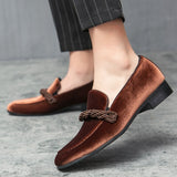 The WEH - Ribbon Decorated Suede Leather Loafers For Men - Ashour Shoes