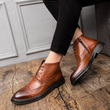 Zippo Wingtips - Italian Style Brogue Leather Boots for Men (with zipper) - Ashour Shoes