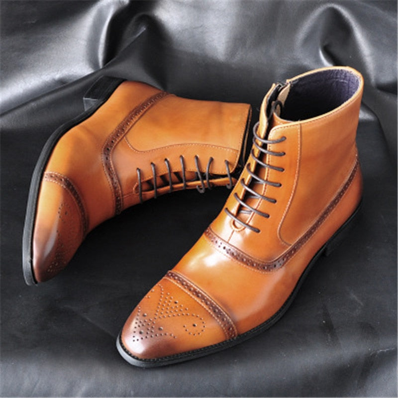 il Capo - Classic Zipper Leather Boots For Men