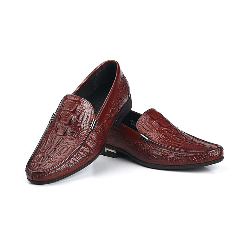 The Emperor - Leather Alligator Print Loafers For Men