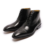 The Fazona - Classic Brogue Leather Boots For Men - Ashour Shoes