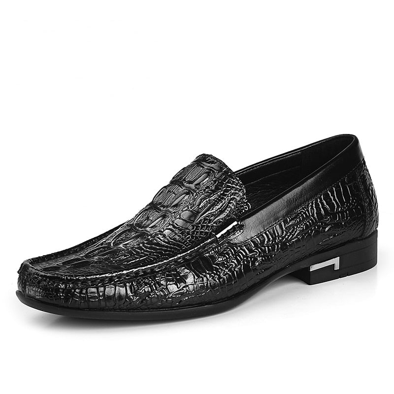 The Emperor - Leather Alligator Print Loafers For Men