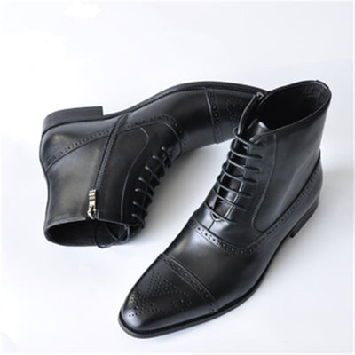 il Capo - Classic Zipper Leather Boots For Men