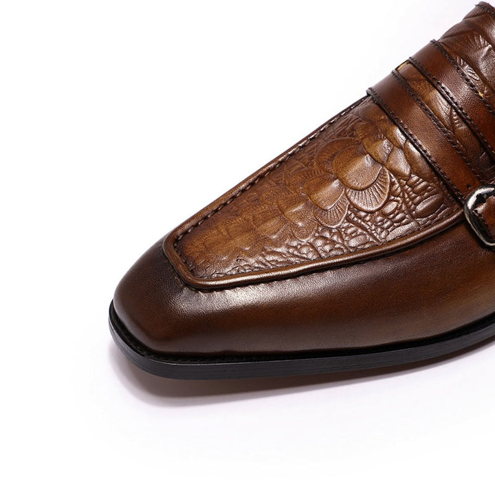 The Milanino 2 - Double Monkstrap Leather Loafers (Crocodile pattern) - Ashour Shoes