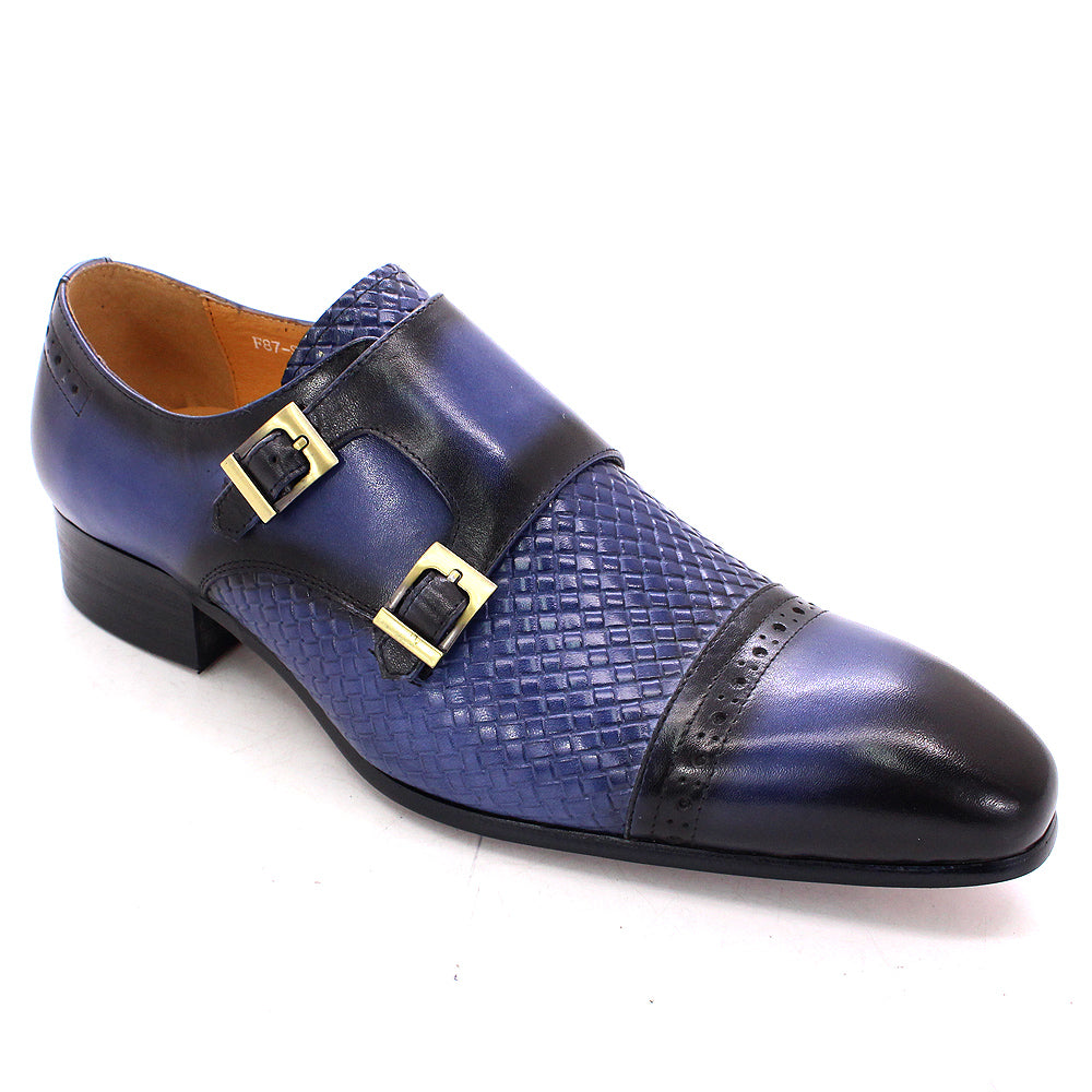 La Ricchezza - Double Monk Alligator Print Leather Dress Shoes - Ashour Shoes