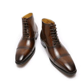The Fazona - Classic Brogue Leather Boots For Men - Ashour Shoes