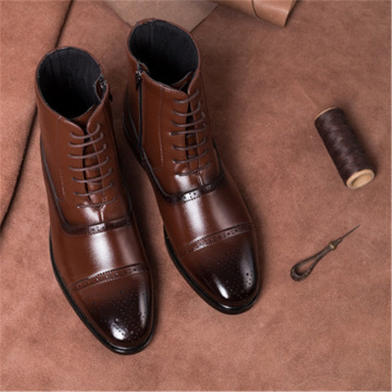 il Capo - Classic Leather Boots For Men with zipper - Ashour Shoes