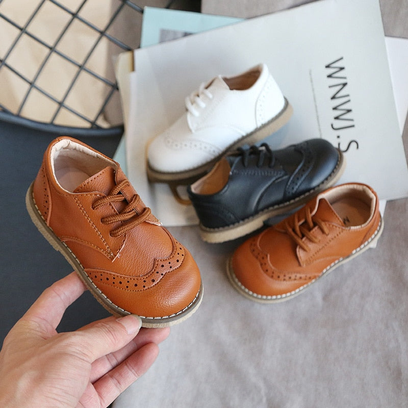 Elegant Leather Wingtip Formal Shoes For Kids - Dress shoes for boys - Ashour Shoes