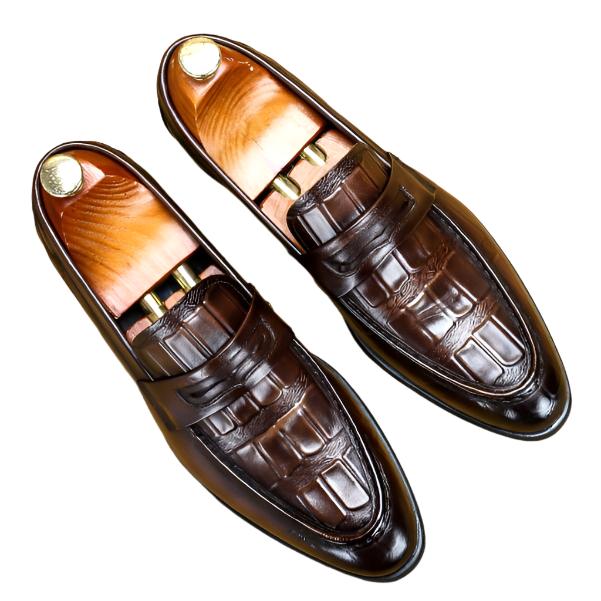 The Milanino 3 - Men's Elegant Dress Shoes Loafers (Crocodile pattern) - Ashour Shoes