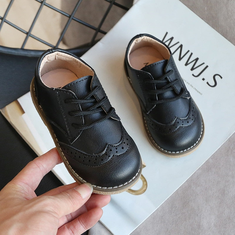 Elegant Leather Wingtip Formal Shoes For Kids - Dress shoes for boys