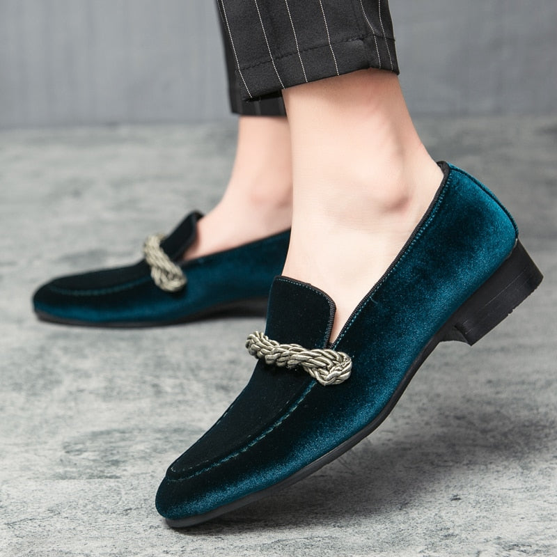 The WEH - Ribbon Decorated Suede Leather Loafers For Men - Ashour Shoes